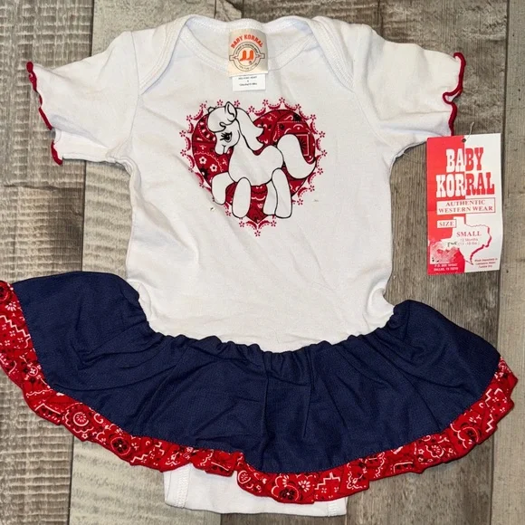 NWT Baby Korral White and Blue Unicorn Dress-size 12 months - Picture 1 of 8